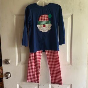 Size 7 Christmas Santa Appliqué 2pc Set